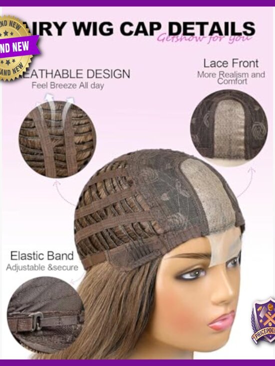 Heat Resistant Wavy Wig Middle Part Synthetic Hair for Women Daily Party